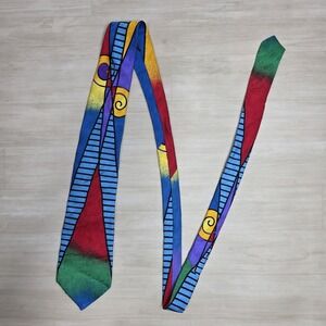 Rush Limbaugh No Boundaries Multicolored Geometric All Silk Tie Necktie USA Mens